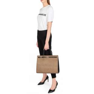 Borbonese Shopping Bag Out Of Office Large OP Naturale/Nero 924642AG2311 2