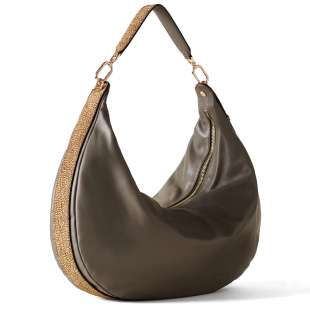 Borbonese Hobo Bag Oyster Large Clay Grey/OP Naturale 923739AR1Z76 2