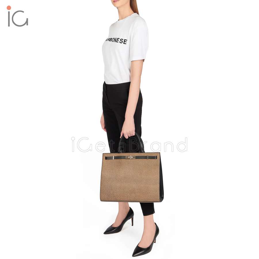Borbonese Shopping Bag Out Of Office Large OP Naturale/Nero 924642AG2311