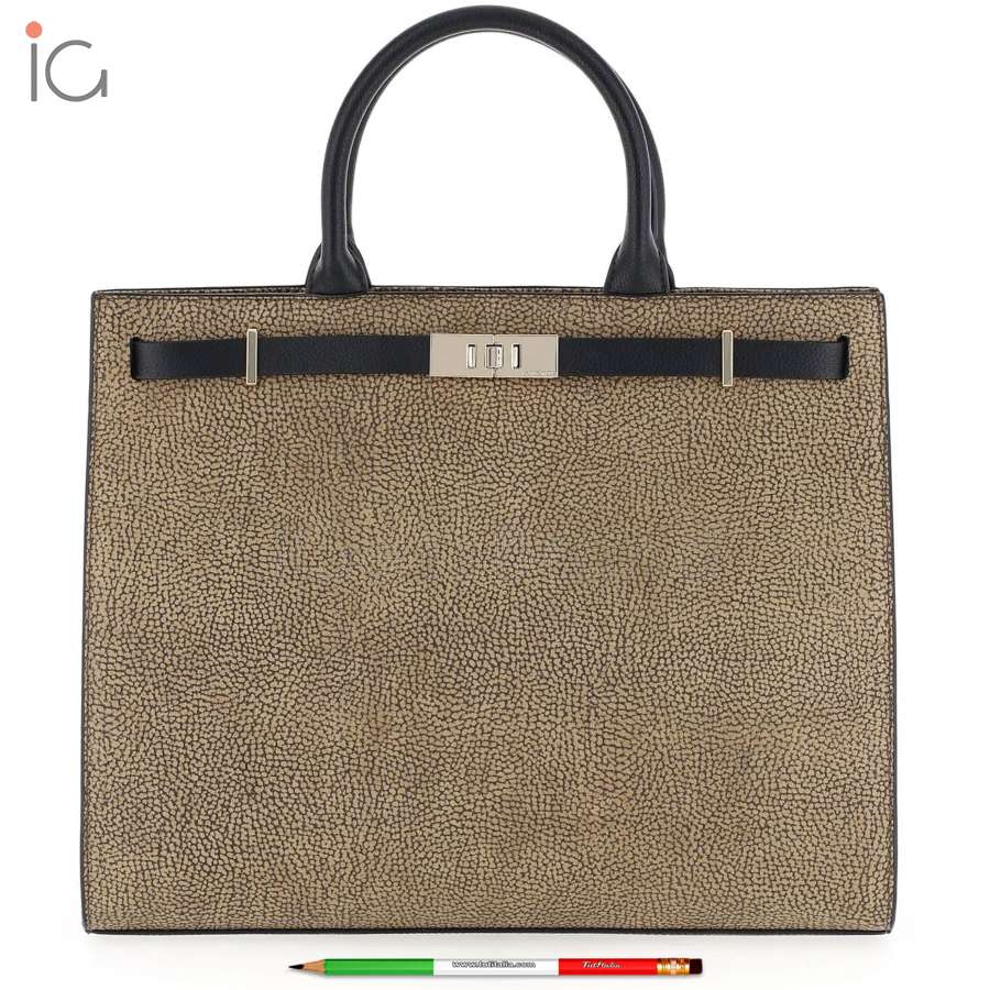 Borbonese Shopping Bag Out Of Office Large OP Naturale/Nero 924642AG2311