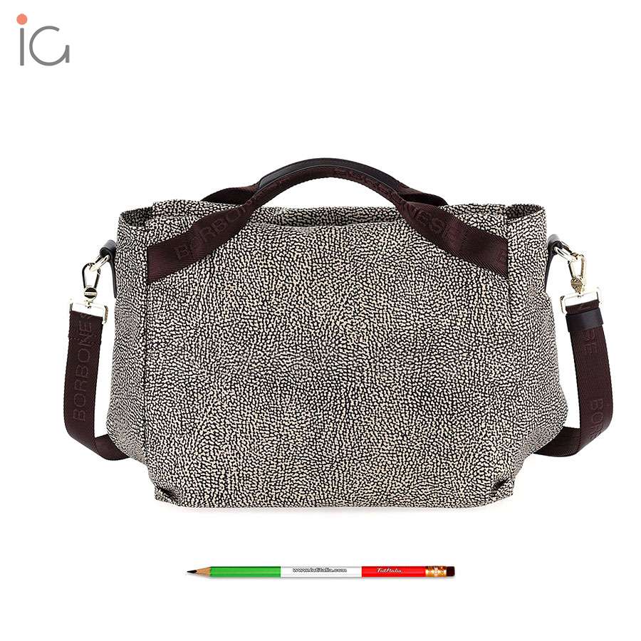 Borbonese Borsa a Mano Medium in Jet OP Naturale/Marrone 934416X96W45