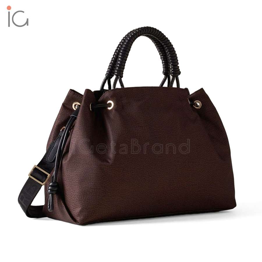 Borbonese Tote Horseback Large Testa Moro/Nero 924864I15U40