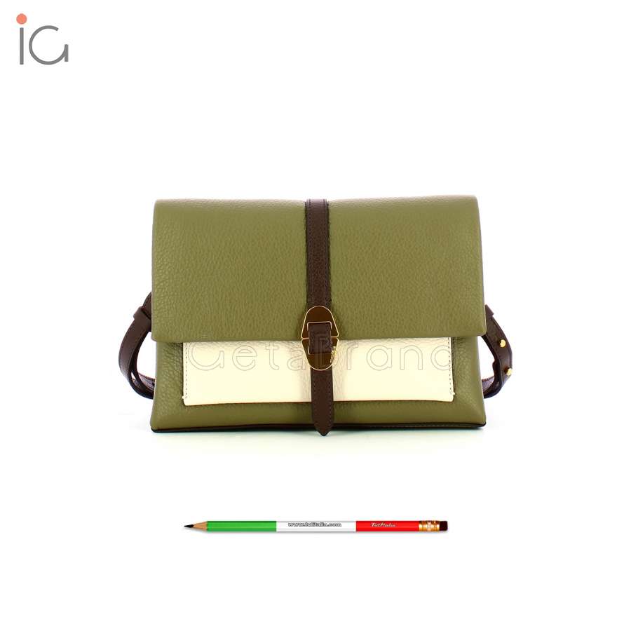 Coccinelle Dorian Tricolor Small Laurel Green/Lamb/Fondant Brown E1RCN120201723