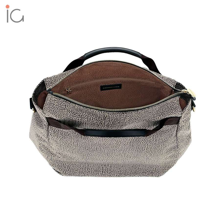 Borbonese Borsa a Mano Medium in Jet OP Naturale/Marrone 934416X96W45