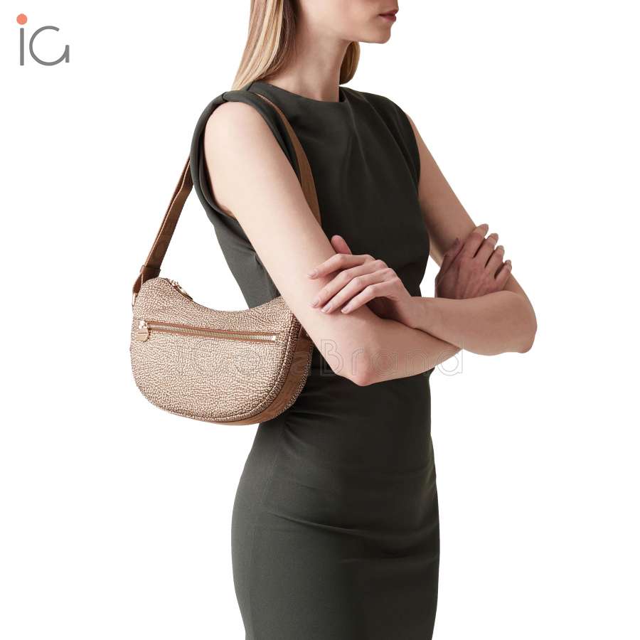 Borbonese Hobo Luna Mini Beige/Marrone 934137I15994