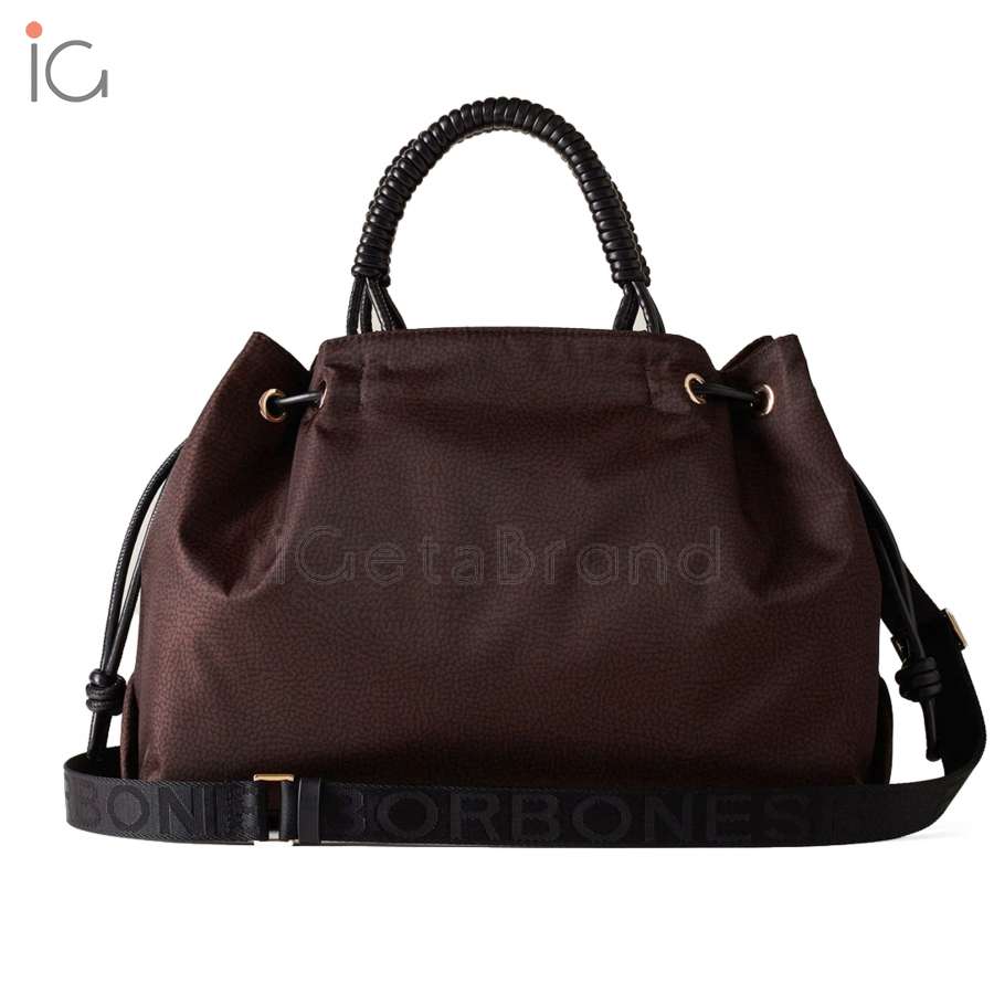 Borbonese Tote Horseback Large Testa Moro/Nero 924864I15U40